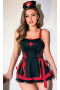 Arzu Shop Siyah kırmızı fantezi seksi hemşire kostümü