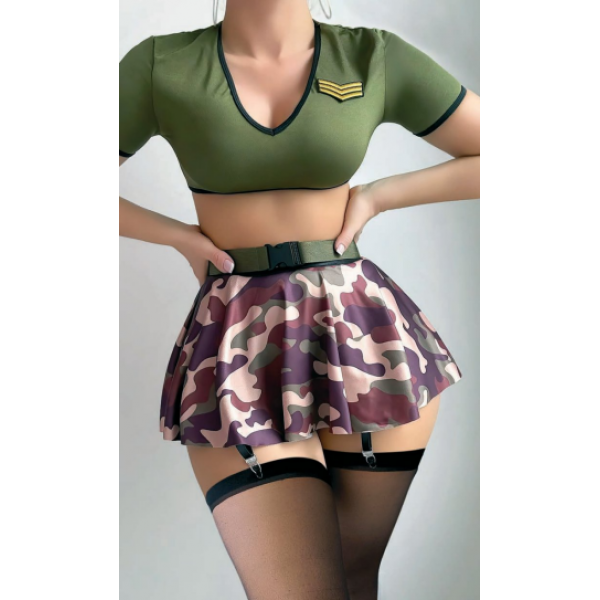 Arzu Shop Sex si Kamuflaj Etekli Kadın Erotik Kostüm