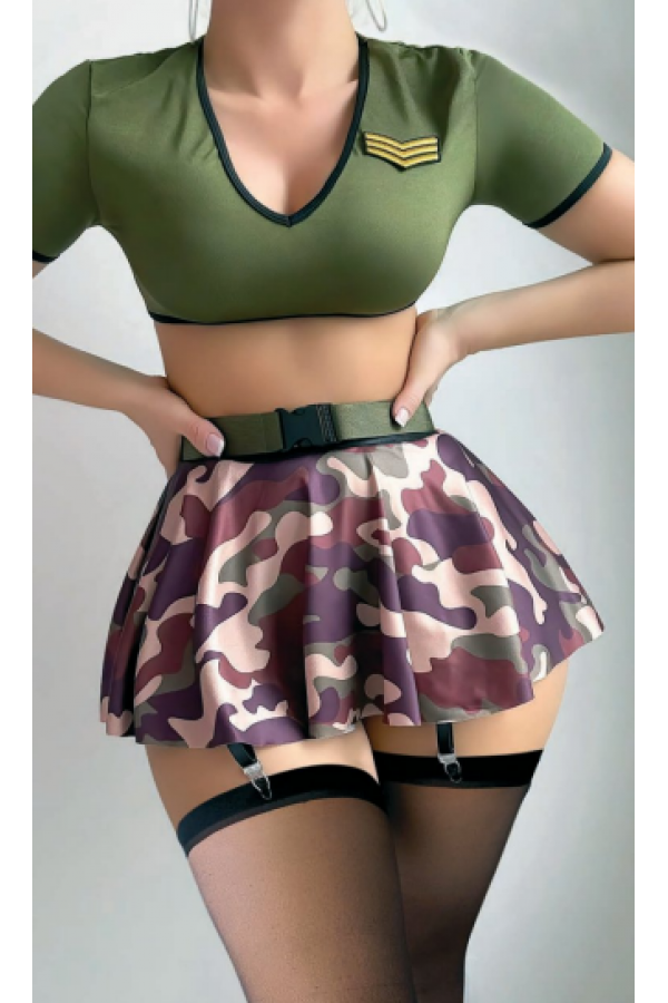 Arzu Shop Sex si Kamuflaj Etekli Kadın Erotik Kostüm