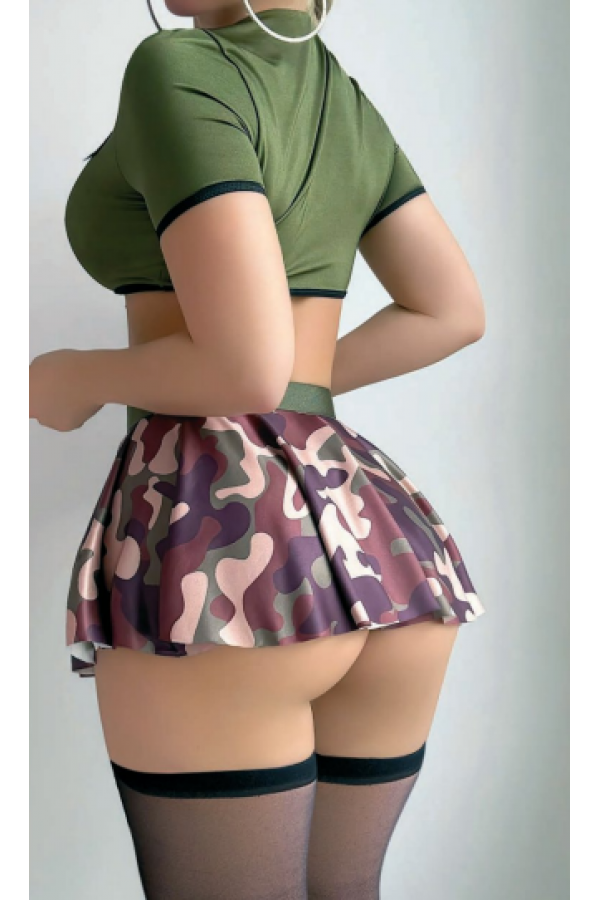 Arzu Shop Sex si Kamuflaj Etekli Kadın Erotik Kostüm