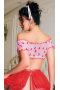 Arzu Shop Seksi Kırmızı Kalp Desenli Şık Pembe  Fantezi Kostüm