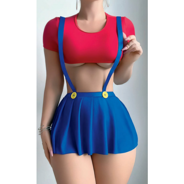 Arzu Shop Sex si Mavi Kırmızı Fantezi Etekli Takım