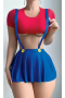 Arzu Shop Sex si Mavi Kırmızı Fantezi Etekli Takım
