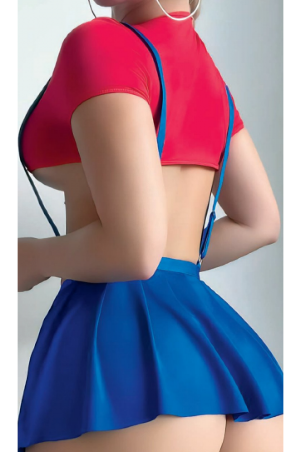 Arzu Shop Sex si Mavi Kırmızı Fantezi Etekli Takım