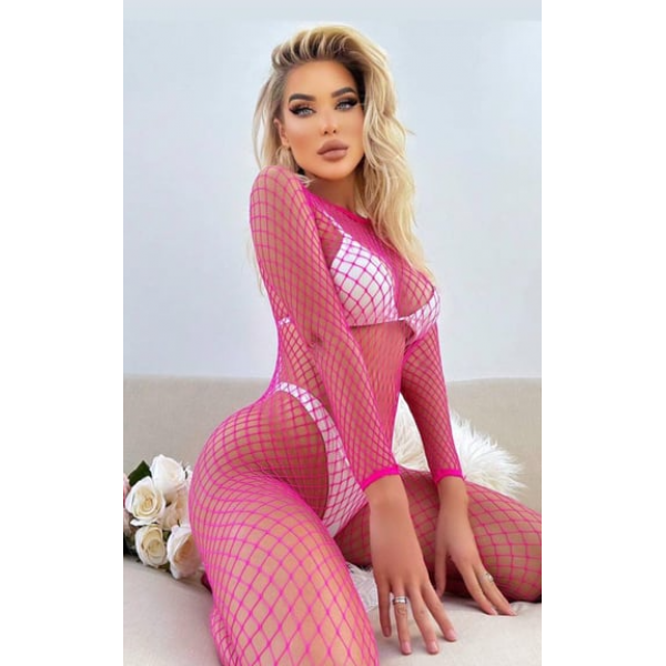 Arzu Shop Pembe Geniş File Vücut Çorabı