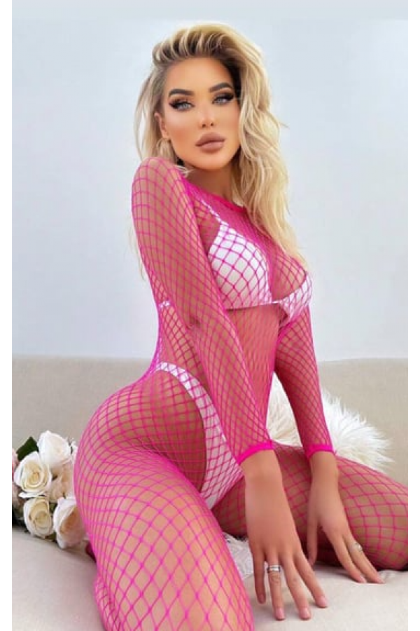 Arzu Shop Pembe Geniş File Vücut Çorabı 