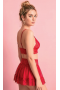 Arzu Sexshop Kırmızı Tül Fırfırlı Etekli Sütyen Takım