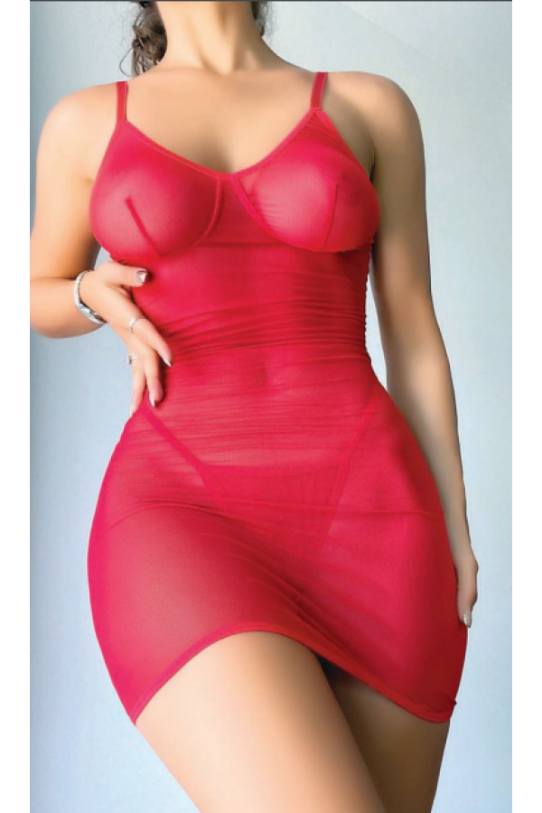 Arzu Shop Fantezi Arkası Açık Kırmızı Seksi Elbise