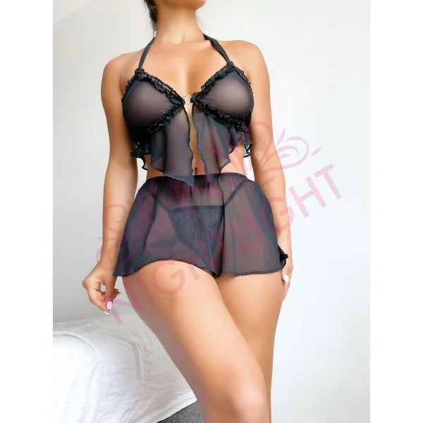 Fantazi Siyah Etekli Seksi Body