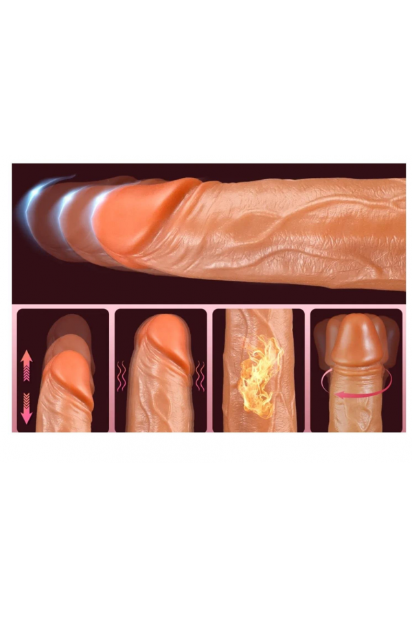 USB Şarjlı Uzaktan Kumandalı ET 23 cm İleri Geri Hareketli Titreşimli Isıtmalı Dildo