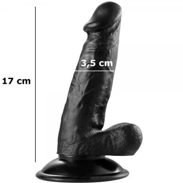 Arzushop Siyah Realistik Vantuzlu Zenci Dildo Penis 17 cm
