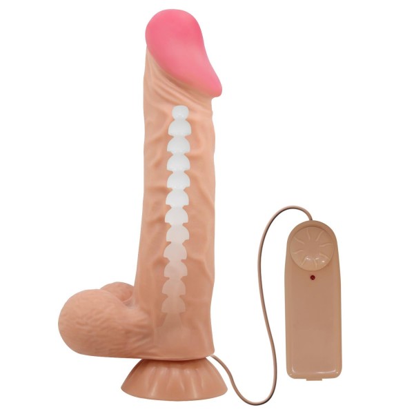Gerçekçi görümlü 24 cm Kıkırdaklı Çift Katmanlı Gerçekçi Titreşimli Dildo Vibratör Penis