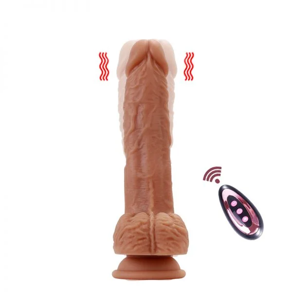 21 Cm Yumuşak Dokulu Titreşimli Oynar Başlı Ve Gidip Gelmeli Dildo 21 Cm Yumuşak Dokulu Titreşimli Oynar Başlı Ve Gidip Gelmeli Dildo