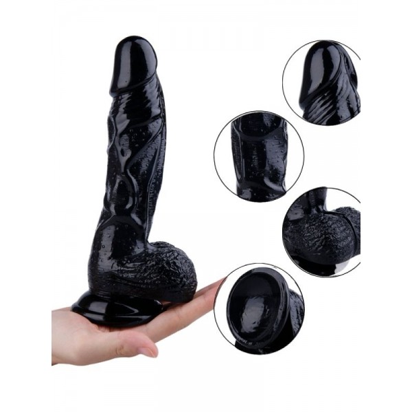 Noctis 22,5cm Siyah Dildo Damarlı