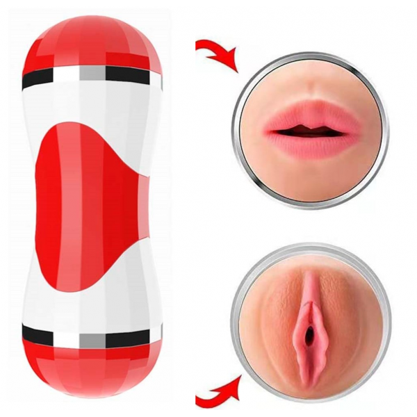 Çift Taraflı Fener Tipi Realistik Suni Vajinal ve Oral Mastürbatör