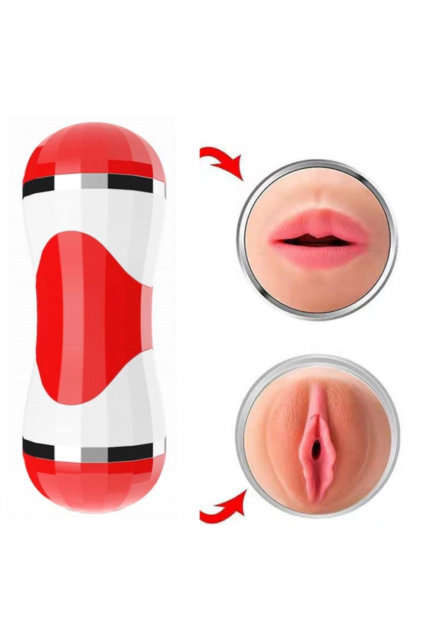 Çift Taraflı Fener Tipi Realistik Suni Vajinal ve Oral Mastürbatör