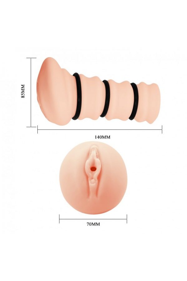 3 Yüzüklü 3D Cep Stroker Titreşimli Damarlı Mastürbatör