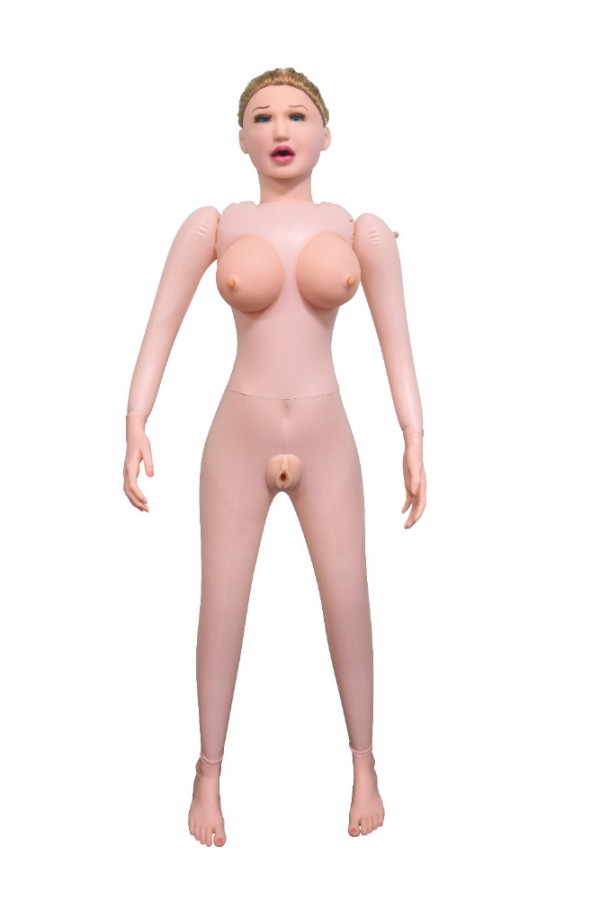 Sarı Saçlı 3 İşlevli Ses Özellikli ve Titreşimli Şişme Bebek