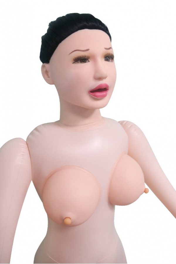 Siyah Saçlı  3 İşlevli Ses Özellikli ve Titreşimli Şişme Bebek