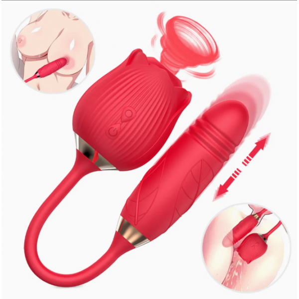 Kırmızı Kadınlar İçin 3’ü 1 Arada Geliştirilmiş Gül Seks Oyuncağı