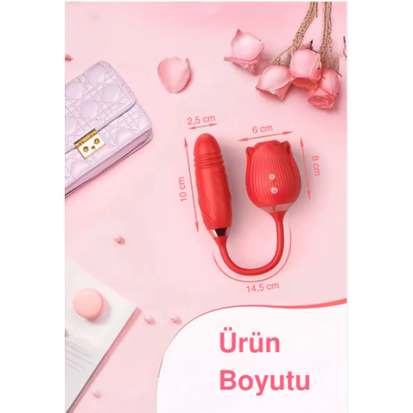 Kırmızı Kadınlar İçin 3’ü 1 Arada Geliştirilmiş Gül Seks Oyuncağı
