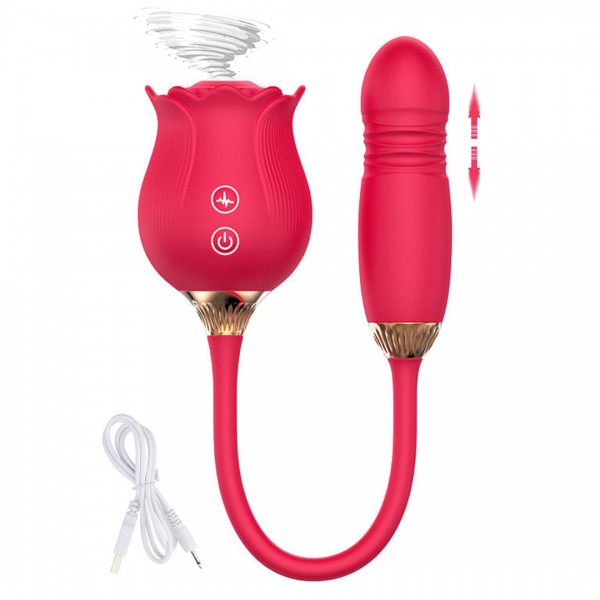 Kırmızı Kadınlar İçin 3’ü 1 Arada Geliştirilmiş Gül Seks Oyuncağı