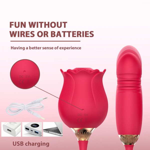 Kırmızı Kadınlar İçin 3’ü 1 Arada Geliştirilmiş Gül Seks Oyuncağı