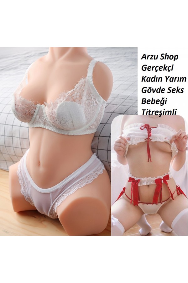 Gerçekçi Kadın Yarım Gövde Seks Bebeği Titreşimli